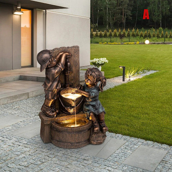 Inomhus/utomhus flicka och pojke staty harts trädgård skulptur gård konst dekoration C