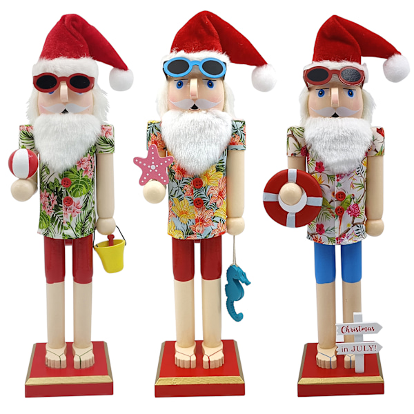Beach Santa Wood Nötknäppare Stora unika dekorativa prydnader för festlig julbordsdekor Ll0050