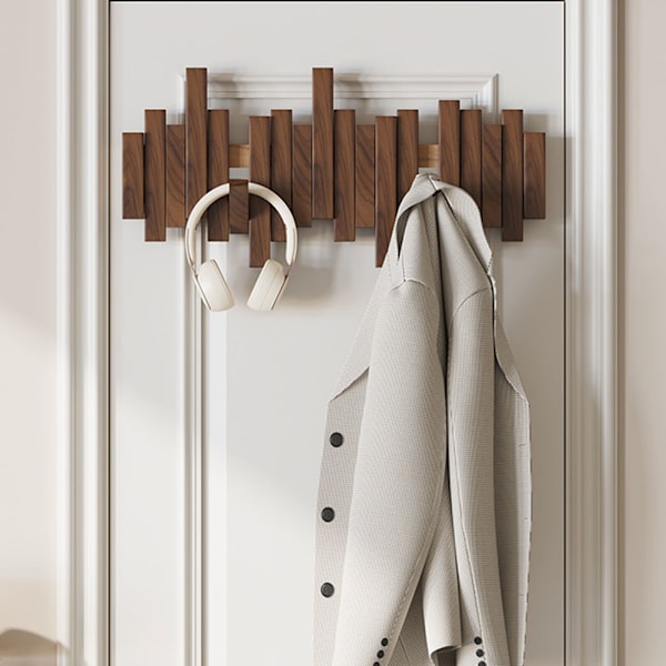 Träpiano Klädhängare Väggmonterad Klädhängare Flerfunktionell Fällbar Hängare Estetisk Rum Dekor Black Walnut 3 Hooks
