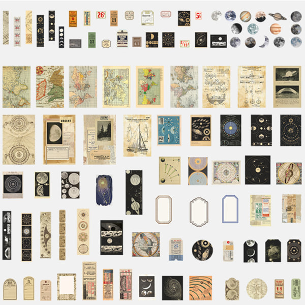 200 st Vintage Scrapbooking Decor Pack DIY Album Dagbok Dekalsamling Konstnärligt porträtt pappersdekal B