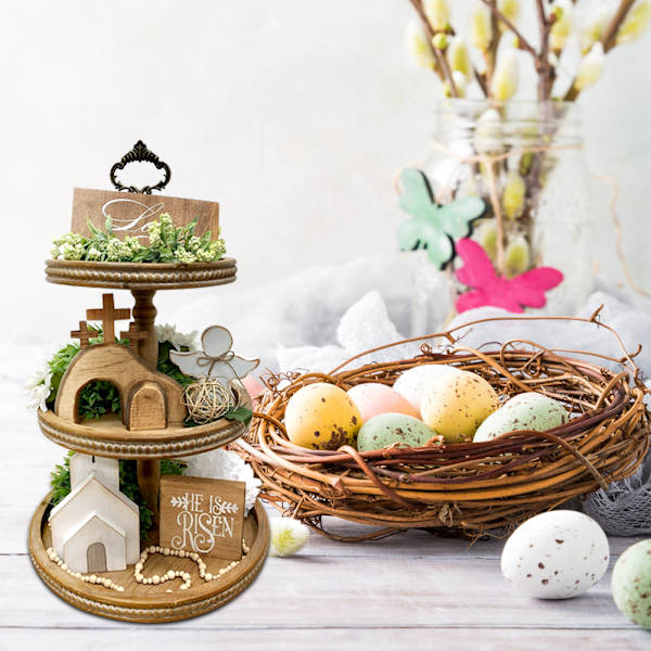 Jesus Tomb påsk bricka Bundle Kit Scen Ornament Trästaty Heminredning A