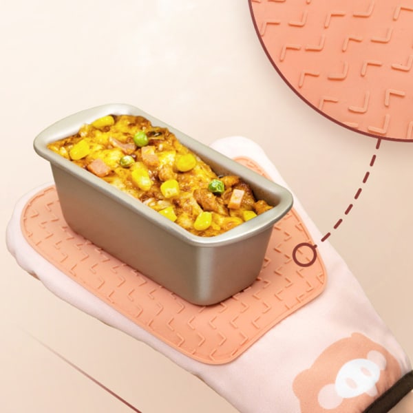 Catoon printed ugnshandskar Värmebeständiga matlagningshandskar Köksugn Mjuka bomullshandskar för grillning Matlagning Orange