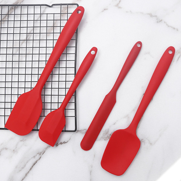4st livsmedelsklassad silikonspatel Hög värmebeständig non-stick diskmaskin Säker BPA-fria köksredskap för bakning Red