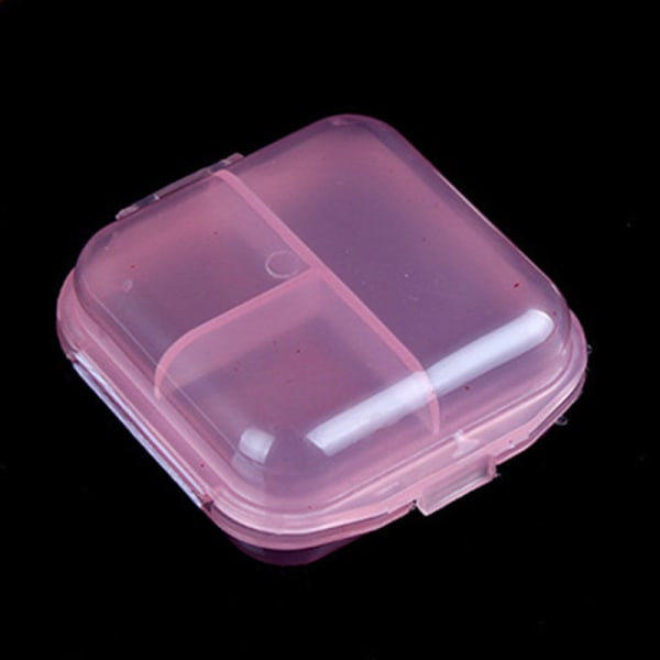 Dubbla lager 6 rutnät En veckas case Bärbar löstagbar tätning Medicin Pill Box Mini Reseförvaringslåda i plast Light Pink