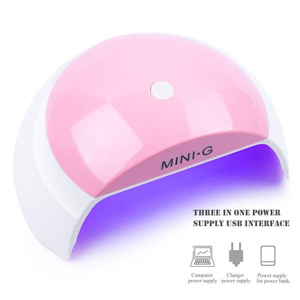 48W mini nagellampa med USB kontakt Multifunktionell enkel att använda nageltork för hemmet gör-det-själv-manikyr Pink
