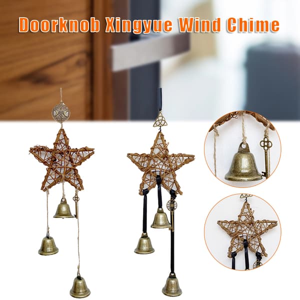 Väggmonterade Häxa Wind Chimes Handgjorda Star Rotting Ring Bells Dekoration För Hem Vardagsrum Sovrum B