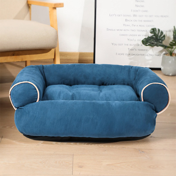 Solsäng Maskintvättbar Supermjuk plysch fluffig värmande husdjurssäng Blue XL