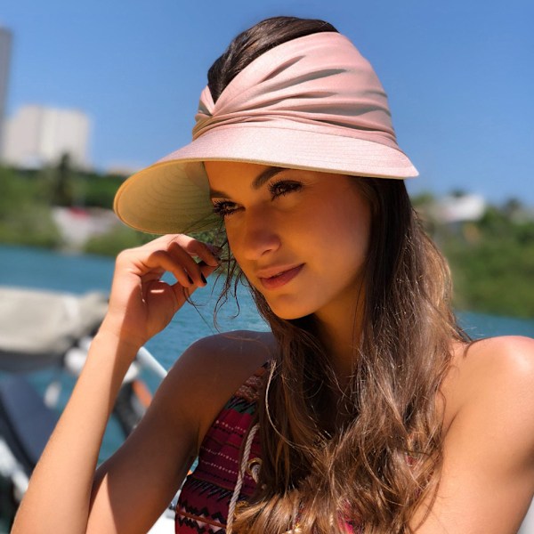 Sommer Dame Solhat Pakkelig Stor Skygge Solskærm Hatte Dame Sommer UV Beskyttelse Strandkasket roseo