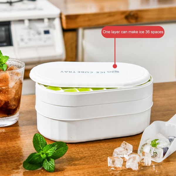 PP Ice Ball Tray Multi med lock BPA-fri Återanvändbar för familjen White 2-layer 72-grid Ices