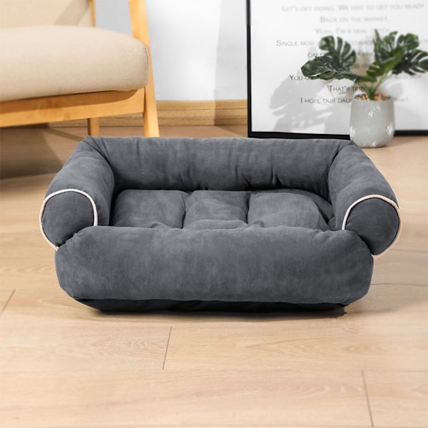Solsäng Maskintvättbar Supermjuk plysch fluffig värmande husdjurssäng Dark Grey XL