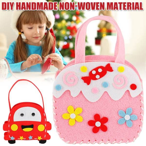 Handgjorda set för barn Non-Woven Material Luktfritt DIY Craft Sy Handväskor  med verktygsväska för barn White f338 | White | Fyndiq