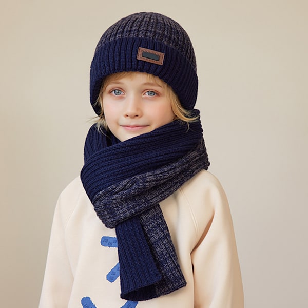 Barnmössor Scarf Set Vindtät Värmande Barnmössa för utomhusbruk Black