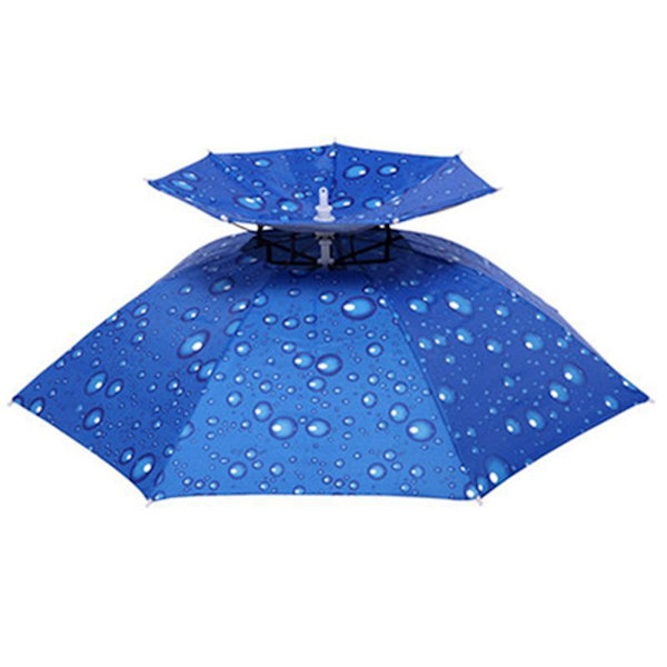 2-lagers paraplyhatt Bärbar andningsbar paraplyhatt Fällbar regnskydd 77cm Raindrop Blue