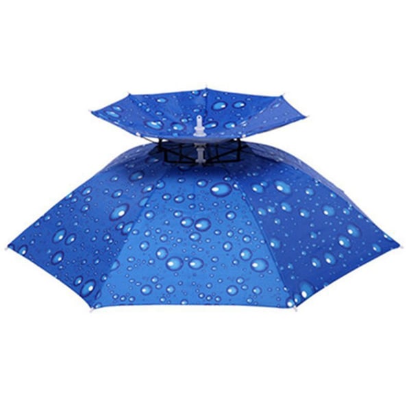 2-lagers paraplyhatt Bärbar andningsbar paraplyhatt Fällbar regnskydd 95cm Raindrop Blue