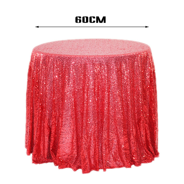 Mode paljetter bordsduk glitter glittrande tyg runt cover Multifunktionella dukar Red