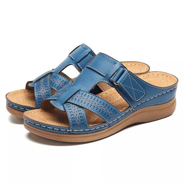 Ortopediska damskor med öppen tå sandaler Platformtofflor damer sommar Beach Gummi Mjuk sula Red 43