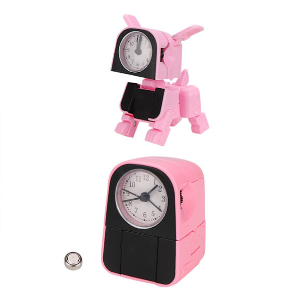 Deformation Hund Väckarklocka Söt Robot Valp Wake Up Timer för barn Pink