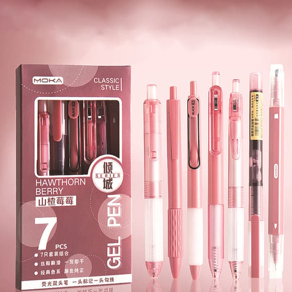 7 st svart gelpenna för studenter 0,5 mm Retractable Gel Pen Multipurpose Smoothing Ink Pen Back To School Present D