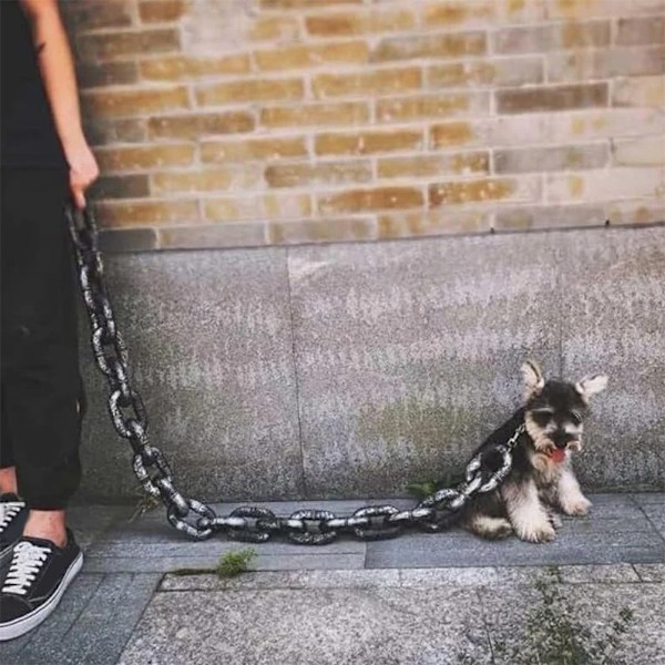 Rolig hundkoppel Simulering Livsliknande järnkedja Lätt plast Dragrep För hundpromenader Bronze Medium 1.5 M