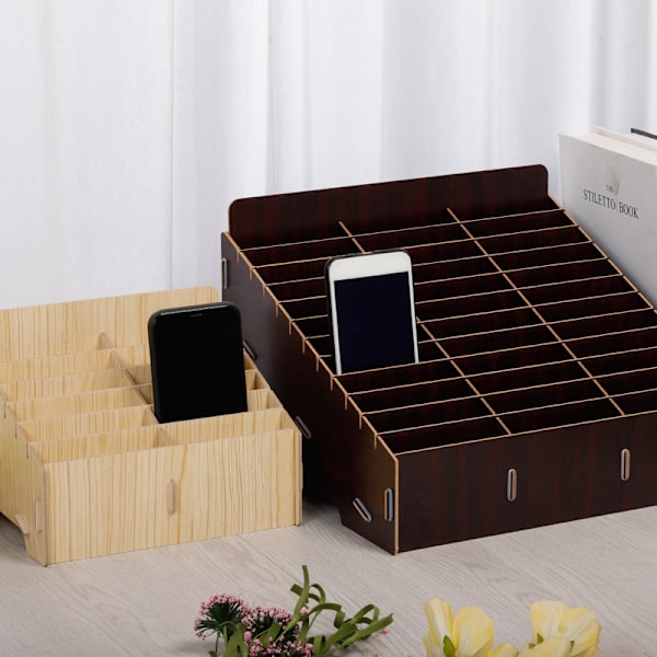 Trä Pennhållare Enkel pennask Multi Pen Organizer Förvaring För Skrivbord Skola Kontor Klassrum Maple 48 cells