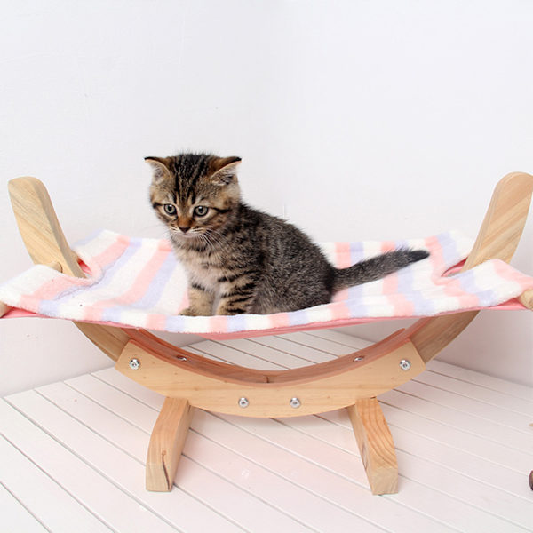 Katter Hängmatta Säng Andas Trä Vila Sova Mjuk Bekväm Husdjur Tillbehör Gray