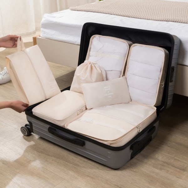 8 st Resepackningskuber för toalettartiklar Kosmetika Digital bärbar resväska Kläderpackningsväska för resa Grey