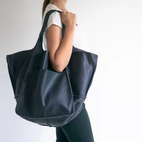 Stor Axelväska Läderväska Tote Bag Axelremsväska Dam Shoppingväska Väska Dam Red