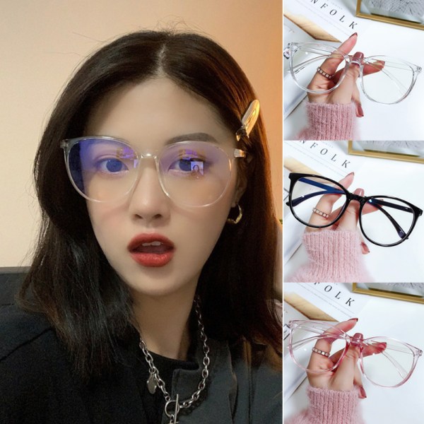Färgskiftande blåljusglasögon PC Retroglasögon Mode helbildsglasögon för kvinnor män Antibländning för dagligt bruk Transparent Frame