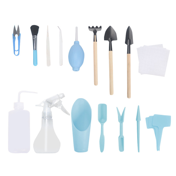 16/12/7 st Mini trädgårdshandverktygsset Suckulentväxter Plantering Bonsaiverktyg Blue 16 Piece Set