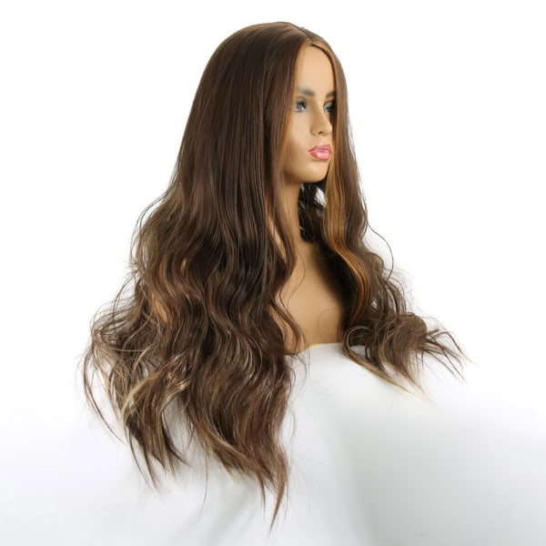 70 cm lång lockig vågig peruk Syntetiskt hår Central delning Gradient Färg Fest Cosplay Kvinnor Hela peruker
