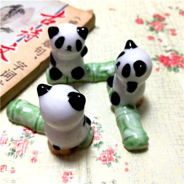 5/6/8 st Keramiska porslin Set Söta djur Ätpinnar Hållare Porslinsställ Bordsdekoration för skedgaffelborste 5 Bamboo Pandas