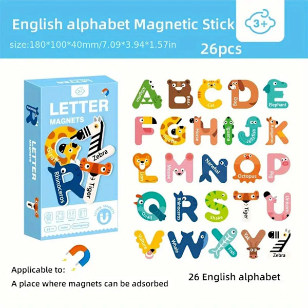 Magnetiskt pussel för barn Baby kognitiv brädleksak Rolig pusselspel Leksaker för 0-3 år gammal baby Lowercase Letters