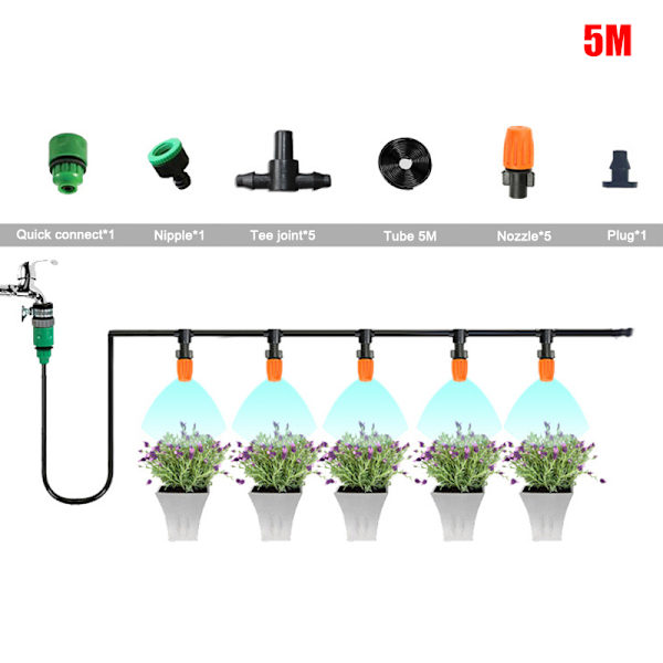 Patio Spray Misters Vattningssystem Kit Tillbehör för Utomhus Trädgård Växthusmunstycken Imma A-5M
