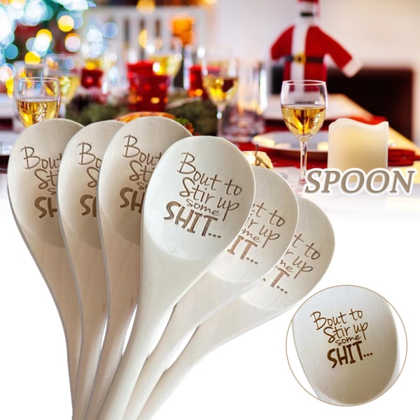 Roliga träskedar till jul Hög värmebeständig röra sked Strumpa Stuffers present Christmas Spoon