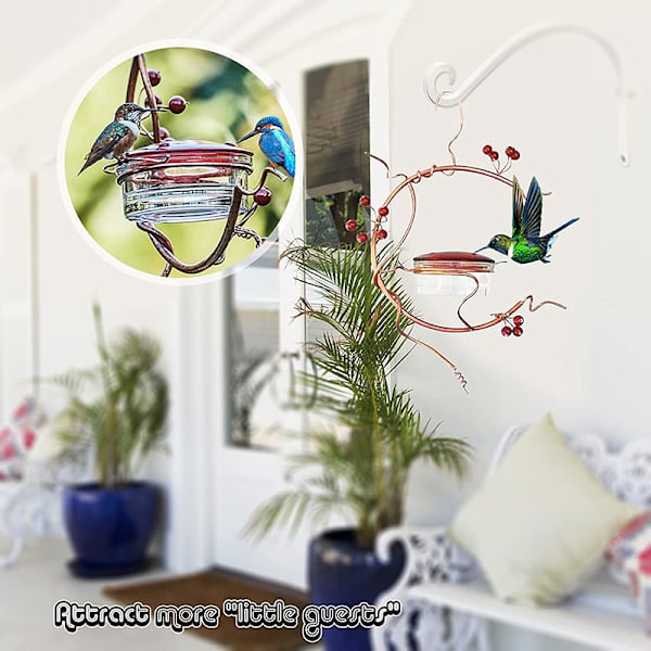 Kolibrimatare för utomhusbruk Unik design med röda bär Matningsanordning för hängande fåglar med abborre för trädträdgård Round Bird Feeder