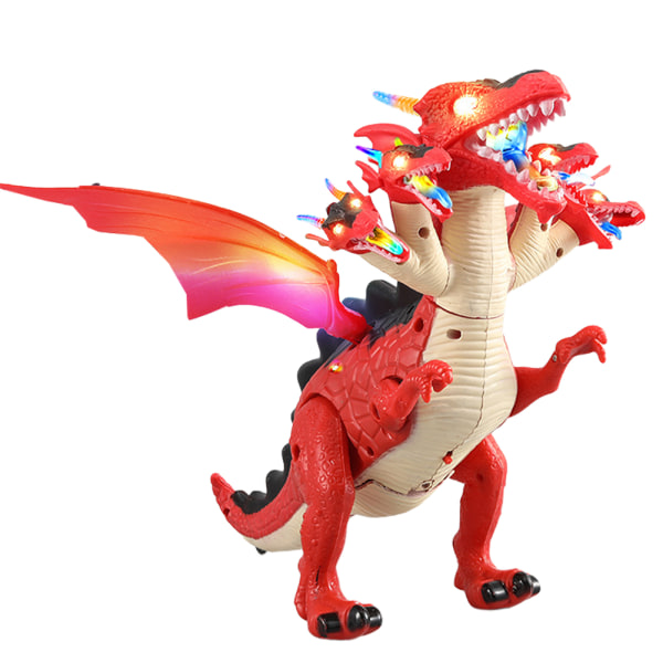 Utrikeshandel Varm elektriskt ljud och ljus Gå fem-huvud flygande drak leksak med lätt elektrisk dinosaurie leksak gränsöverskridande varm Red