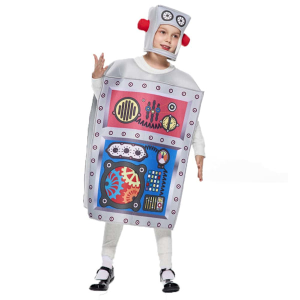 Robot Cosplay Kostym Set för Barn Festival Tema Fest Kläder Halloween Scenföreställning Kläder One size fits all