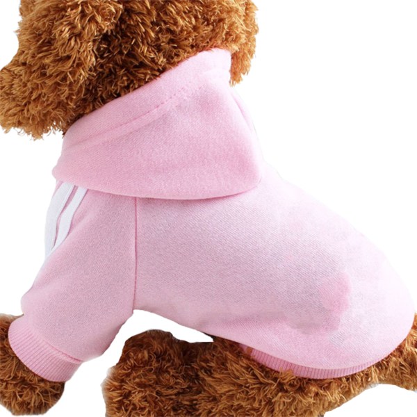 Tröja för husdjurskläder Casual bomullströja Hundar Katter tröja med hatt för vintern Små och medelstora raser Pink XL