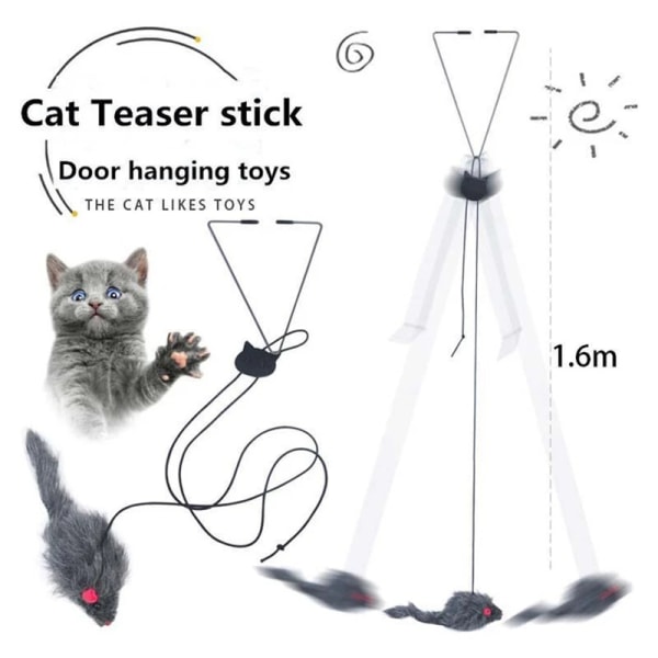 Cat Scratch Rep Mus Hängande infällbar kattleksak Retande Katt Självspelande pinne Elastiskt rep Husdjurstillbehör för hemmet Mouse