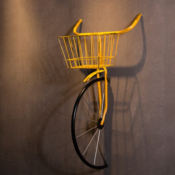 Retro cykeldekor med korg Väggmonterad design Hållbar Långvarig Lätt att använda för hemkaffe Blue
