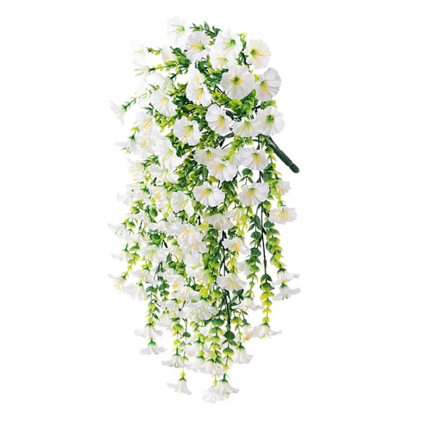 4 stk. Kunstige hængende blomsterplanter til udendørs dekoration, falske pragtblomster, UV-bestandige kunstige blomster White