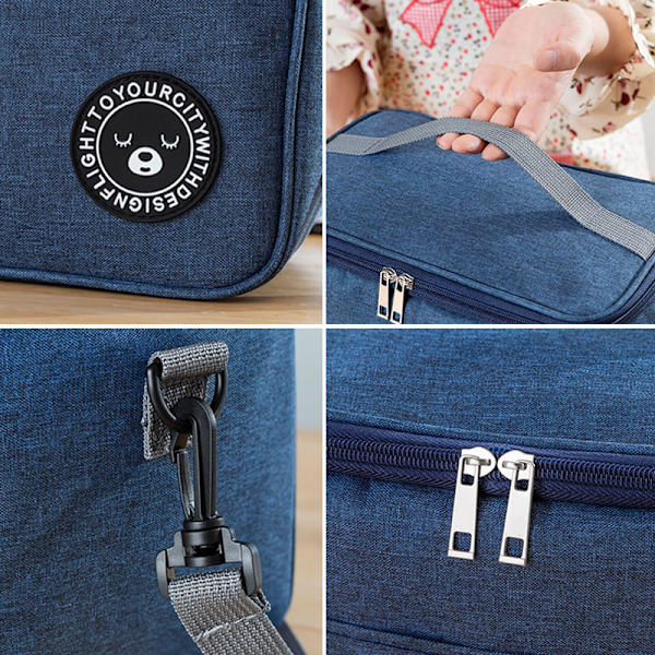 Bärbar isolerad matsäck Multifunktionell kylväska med stor kapacitet för picknick hemma Navy Blue S