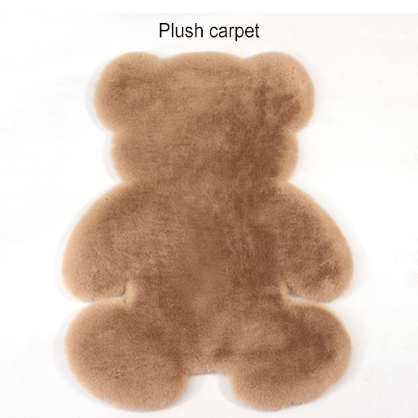 Söt djurformad matta konstgjord fluffig tecknad björnformad matta Faux kaninhår för hemmet sovrum Vardagsrum Golden 45cm*60cm