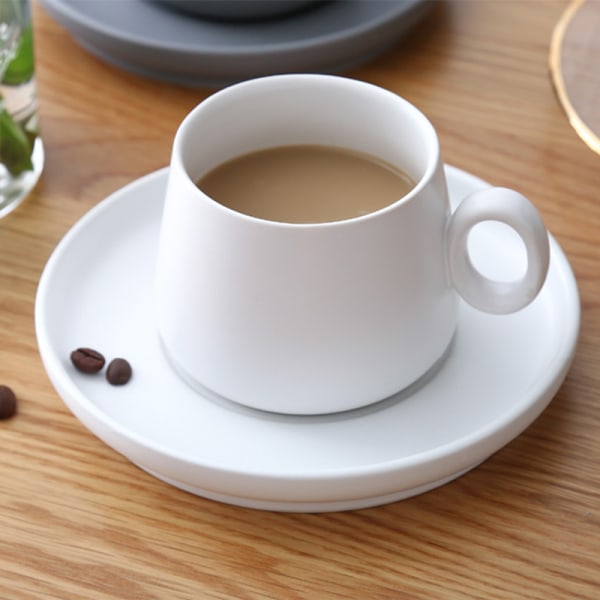 Kaffekoppar med bricka Porslin Te Matt keramik fat Mugg Macaron Hemtillbehör Gray
