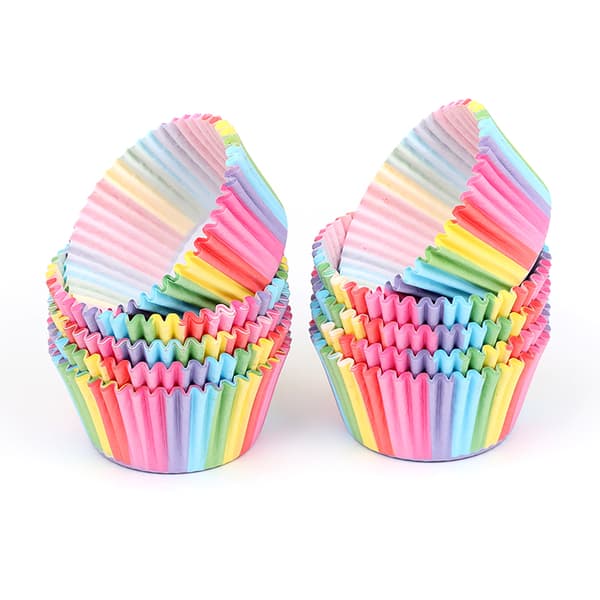 100 st Rainbow Paper Cake Cupcake Liners Bakning Muffin Cup Case För Köksfest
