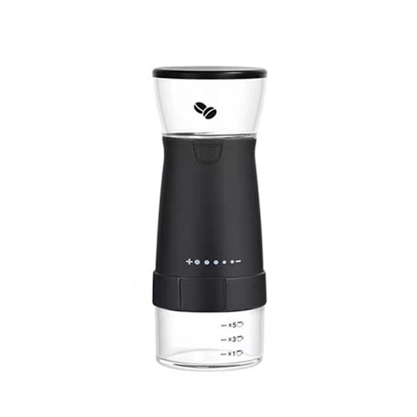 Elektrisk automatisk kaffebönkvarn Praktisk synlig återanvändbar kvarn för kaffeälskare Black