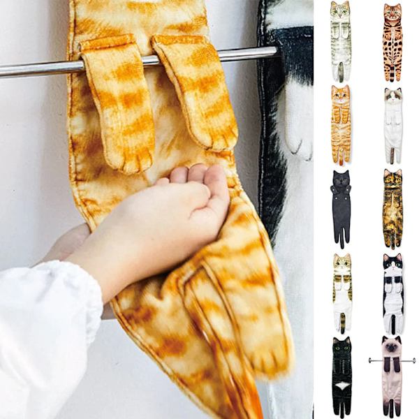Söt Katt Handduk Mikrofiber Absorberande Handduk