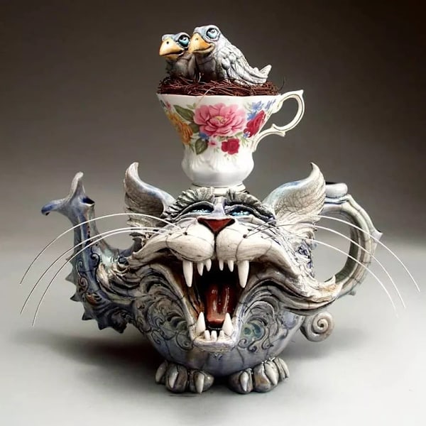 Handgjord konst tekanna Harts hantverk Animal Creative Hem Desktop Dekorativ Ornament Inflyttningspresent B