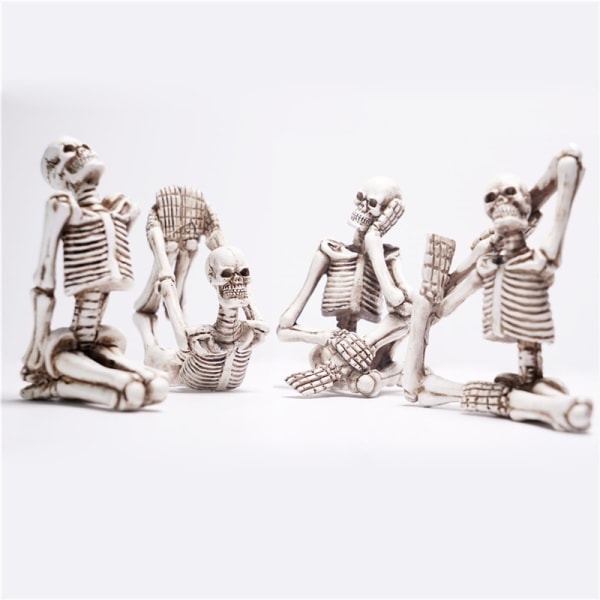 Creative Yoga Skull Figurines Personlig Halloween Resin Ornament För Hem Vardagsrum Kontorsdekoration 4PCS