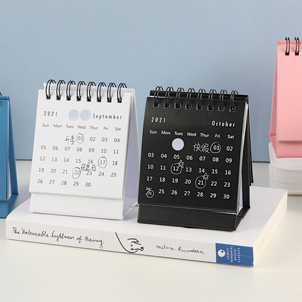 2022 Mini Coil Skrivbordskalender Bärbar Schema Enkel skrivbordsprydnad För Hem Vardagsrum Kontor Gray